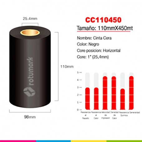 Ribbon cinta cera 110mm X 450mt para impresion